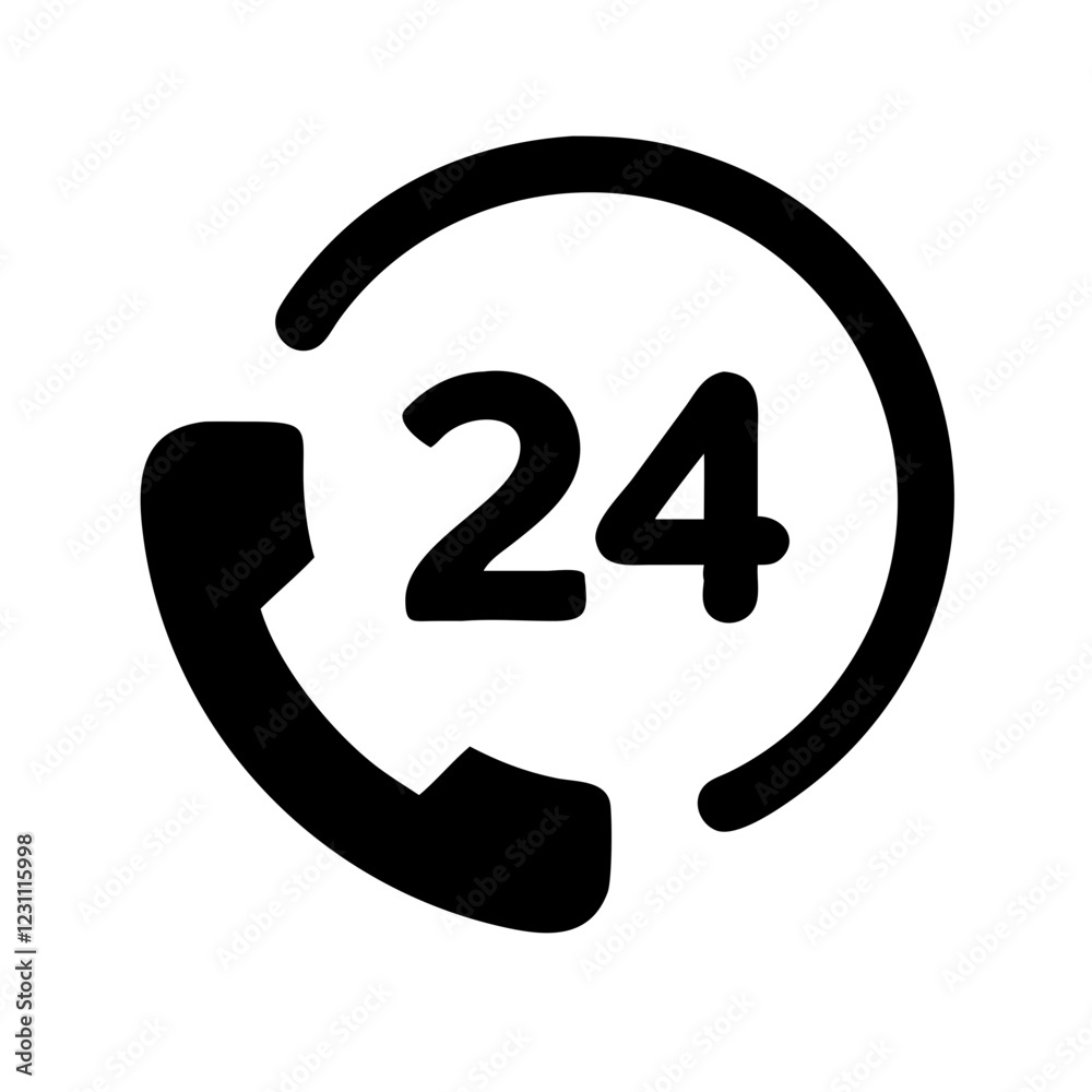 Customer Service and Support 24 Hours Vector Icon – Continuous Assistance Symbol Customer Service and Support 24 Hours Vector Icon – Continuous Assistance Symbol
