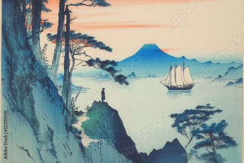浮世絵（Ukiyoe）／富士山が見える風景