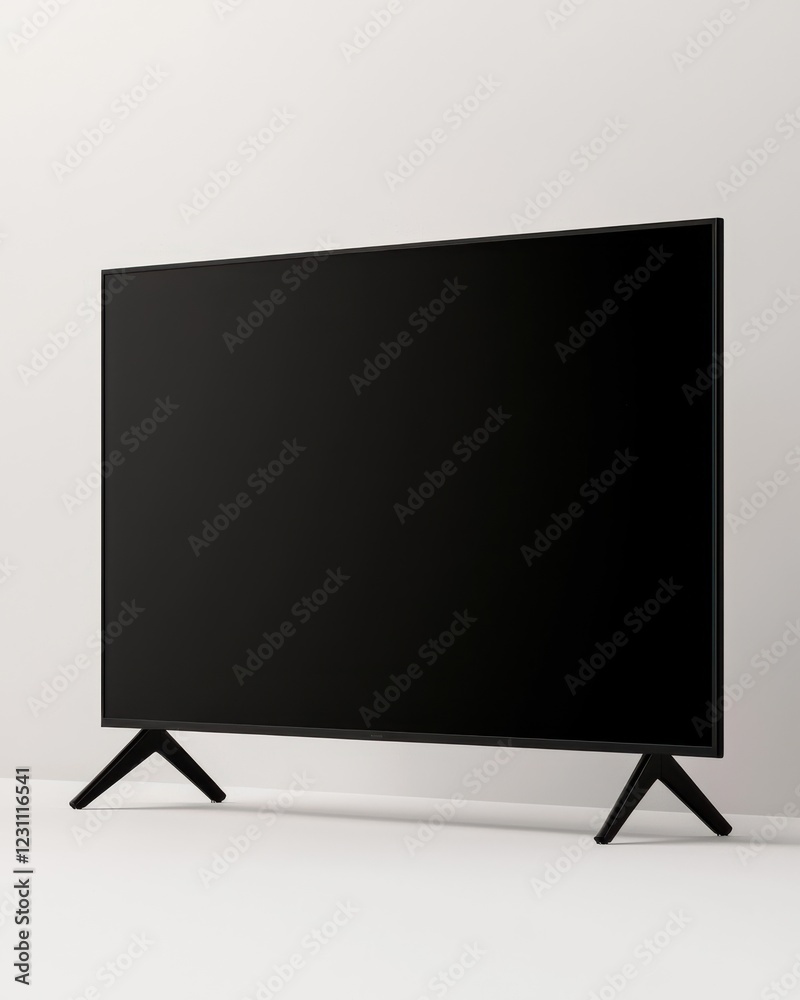 A sleek, black television set stands on a minimalist surface, showcasing modern design with a focus on simplicity and elegance. A sleek, black television set stands on a minimalist surface, showcasing modern design with a focus on simplicity and elegance.