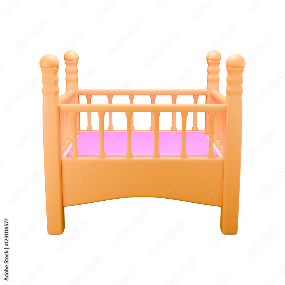 a 3d rendered illustration of wooden baby bed a 3d rendered illustration of wooden baby bed