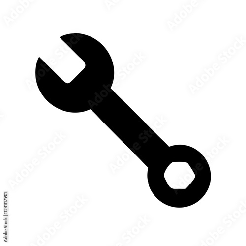 Precision Wrench Vector Icon – Professional Tool Symbol for Mechanics & Engineering