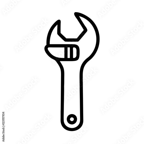 Precision Wrench Vector Icon – Professional Tool Symbol for Mechanics & Engineering