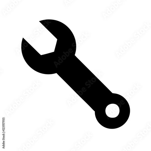 Precision Wrench Vector Icon – Professional Tool Symbol for Mechanics & Engineering