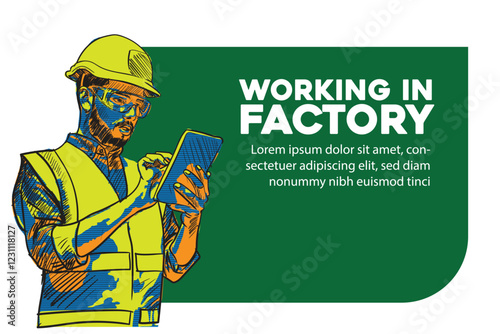 working in factory Illustration Vector Art. 