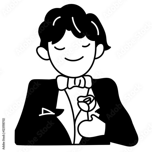 man with a rose. vector doodle illustration
