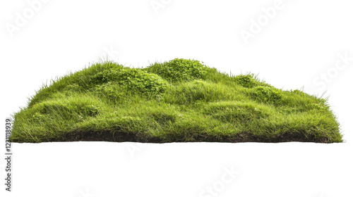 Fototapeta Naklejka Na Ścianę i Meble -  Lush green grass patch forming a small hill on transparent background