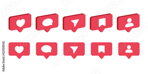 Social media notifications and save avatar icon set