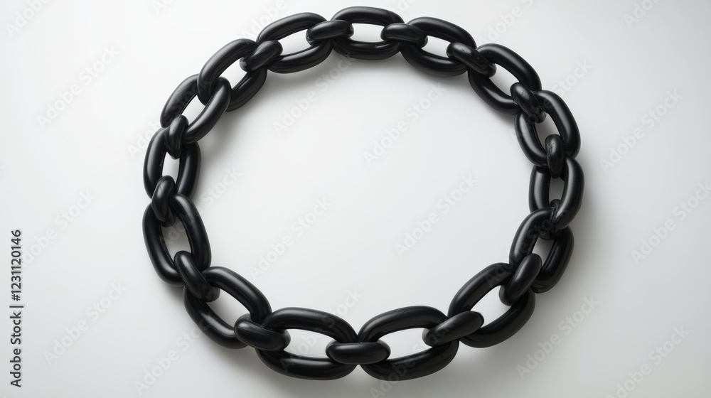 Fototapeta premium Black Plasitc Chain Circle Isolated on a White Background