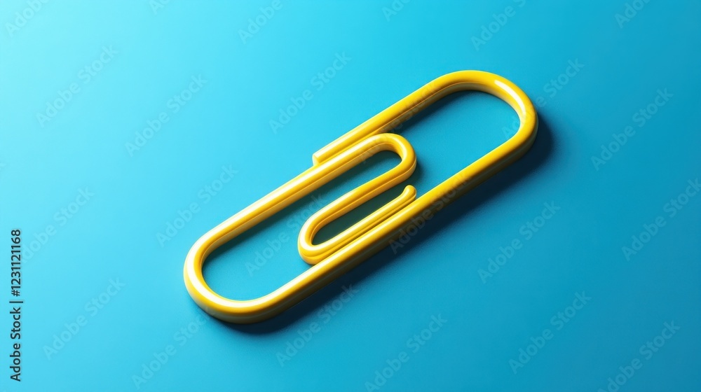 Yellow paperclip on blue background, attachment concept Yellow paperclip on blue background, attachment concept