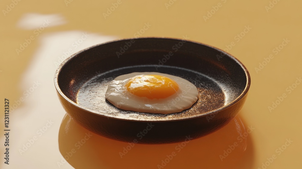 Fried egg in pan, sunny-side up, breakfast food Fried egg in pan, sunny-side up, breakfast food