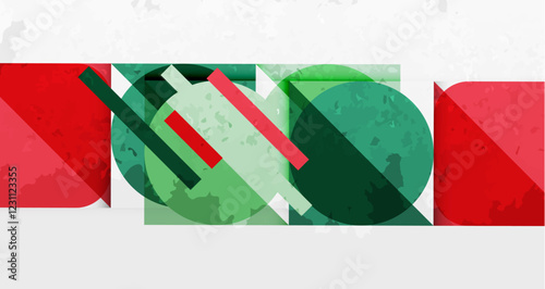 Squares, circles and triangles and grainy noisy texture. Vector Illustration For Wallpaper, Banner, Background, Card, Book Illustration, landing page