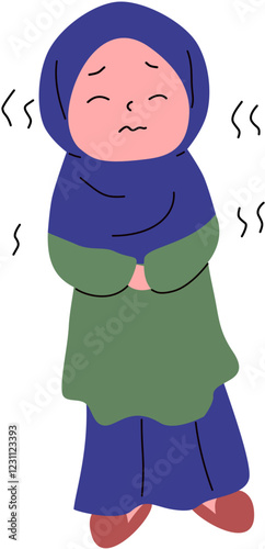 Girl hijab feel depress illustration