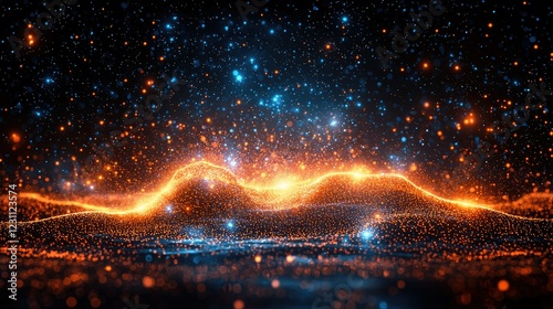 Glowing Particles Form Abstract Landscape