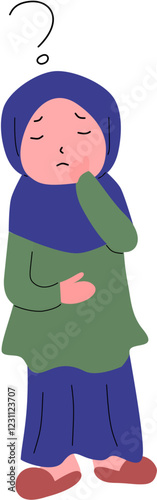 Girl hijab feel depress illustration