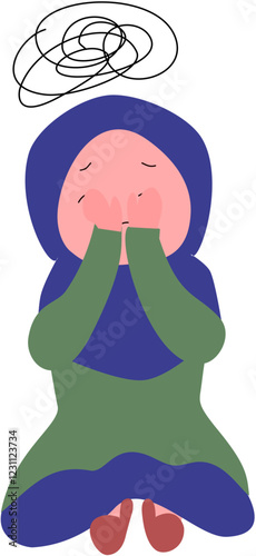 Girl hijab feel depress illustration