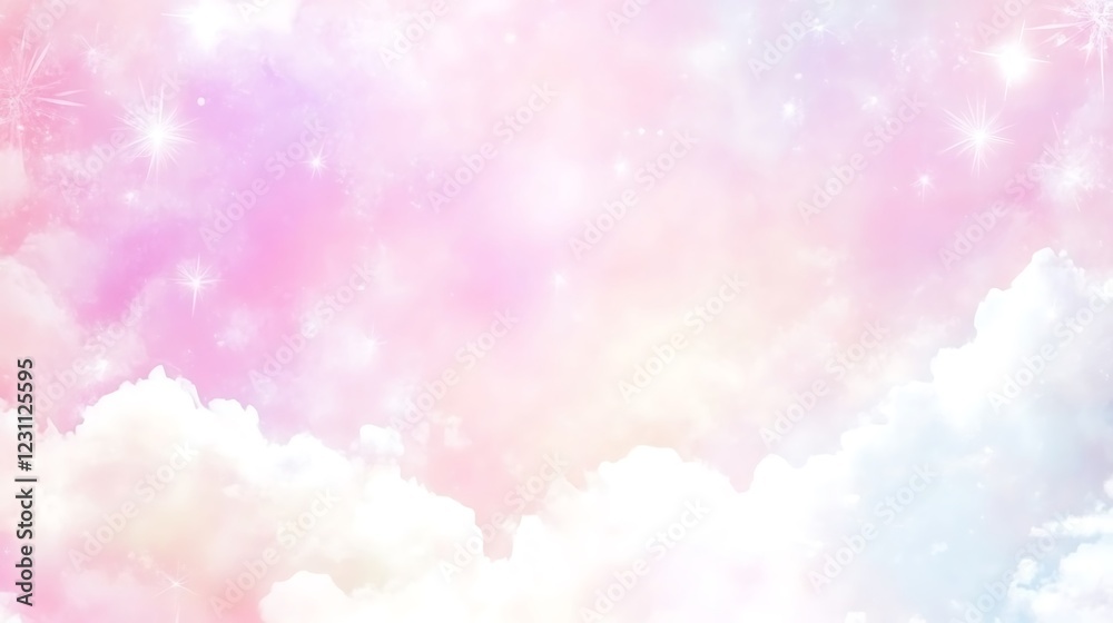 Pastel Cloudscape with Sparkling Celestial Elements Pastel Cloudscape with Sparkling Celestial Elements