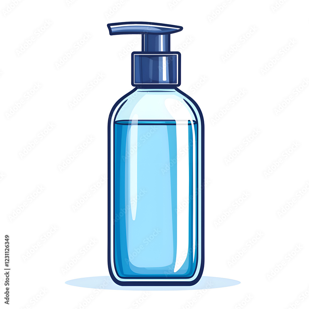 Modern Blue Pump Bottle for Eco-Friendly Skincare Products with Sleek Design and Watercolor Accents Modern Blue Pump Bottle for Eco-Friendly Skincare Products with Sleek Design and Watercolor Accents
