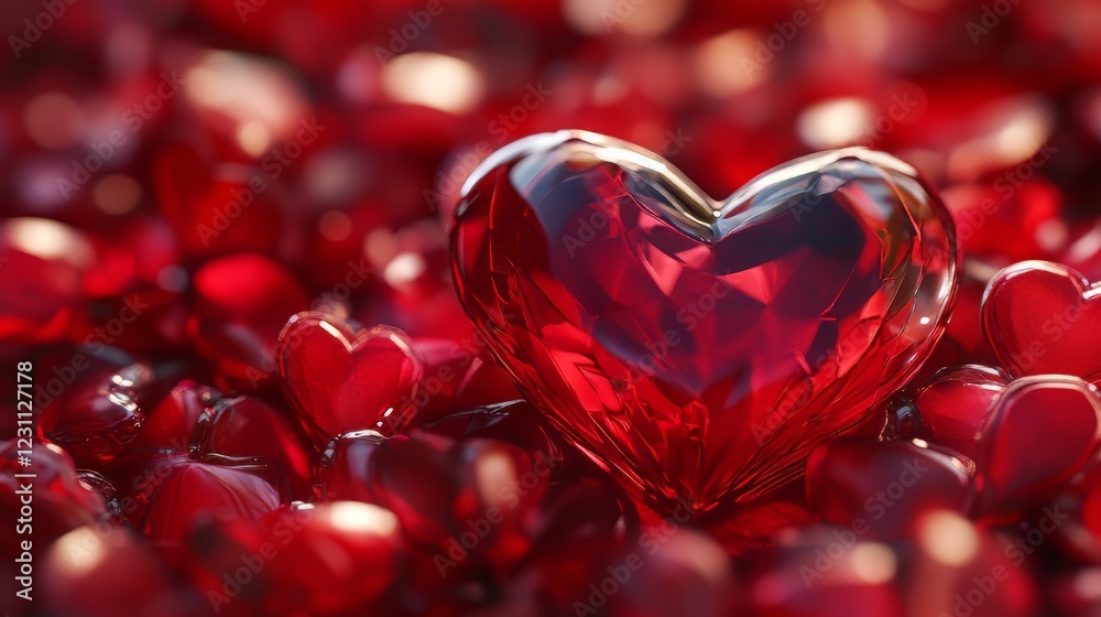 A single red heart among many. A single red heart among many.