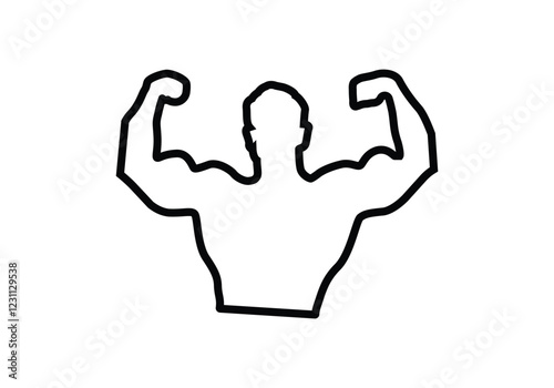 arm, bicep, strong hand icon cartoon calligraphic text symbol hand drawn vector illustration sketch, drawn in chalk on a black Board