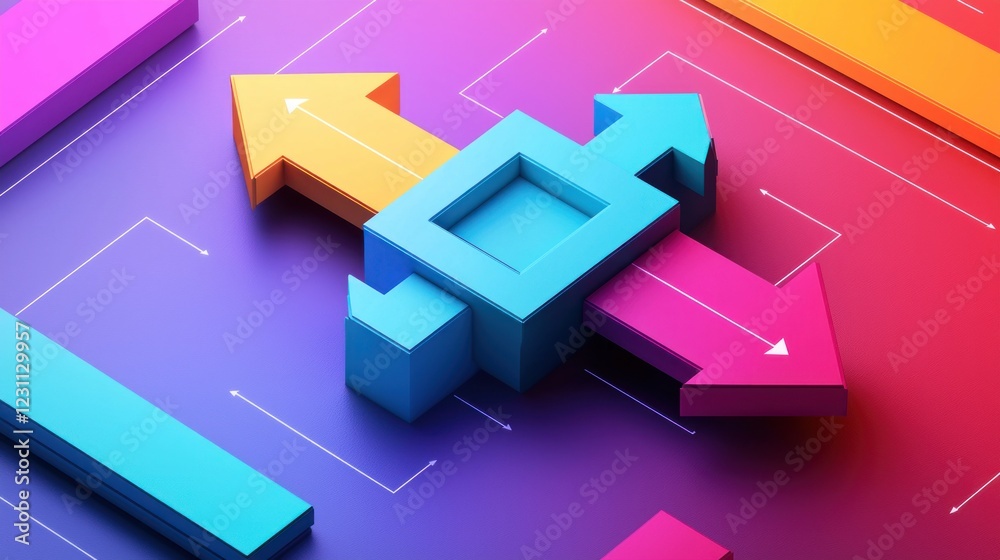 Abstract Colorful Arrows Interconnected: Pathways to Progress Abstract Colorful Arrows Interconnected: Pathways to Progress