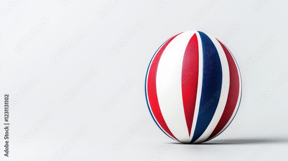 A red, white, and blue ball sits on a white background A red, white, and blue ball sits on a white background