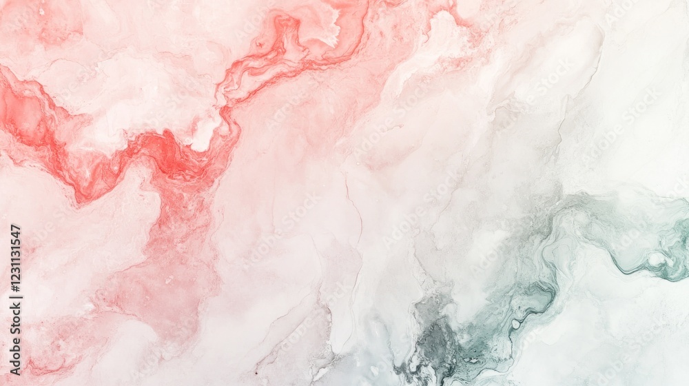 Obraz premium Abstract watercolor painting with red and green hues creating a flowing marble effect