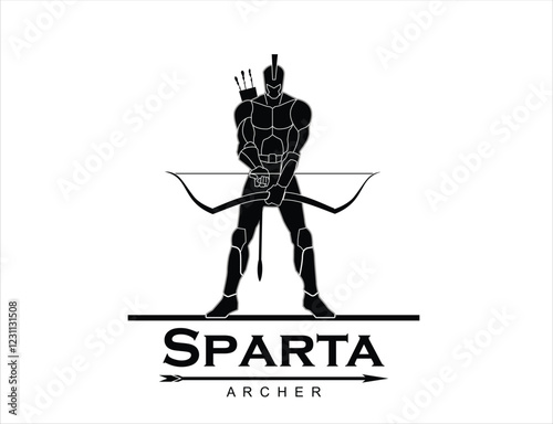 standing sparta archer, trojan warrior with the arch, warrior archery preparing arrow and bow