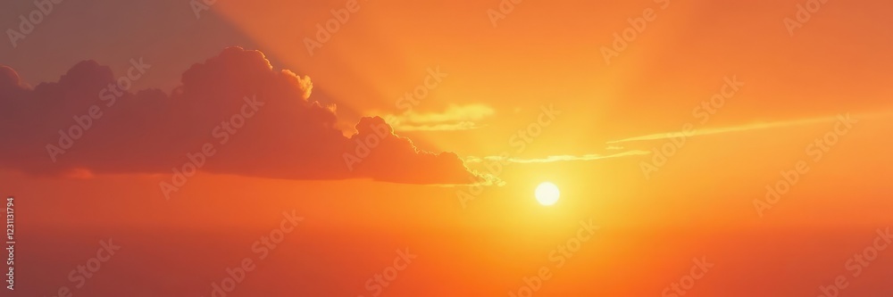Thin cloud streaks across a brightening orange sky, nature, warm Thin cloud streaks across a brightening orange sky, nature, warm