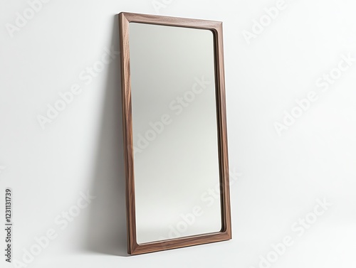 Sleek Walnut Wood Framed Mirror: Modern Minimalist Design