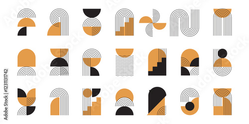 Mid century design bundle. abstract minimalist element for wall art, poster etc