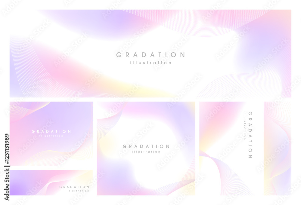 Fototapeta premium 曲線とグラデーションの背景テンプレートセット_3
