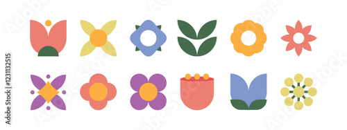 set of vector icons of flowers