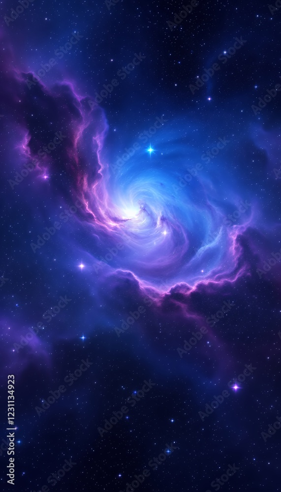 Vibrant Colorful Nebula With Swirling Patterns and Distant Stars in Deep Space Vibrant Colorful Nebula With Swirling Patterns and Distant Stars in Deep Space