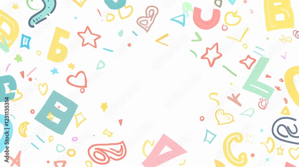 Fototapeta premium Colorful Hand-Drawn Alphabet Pattern