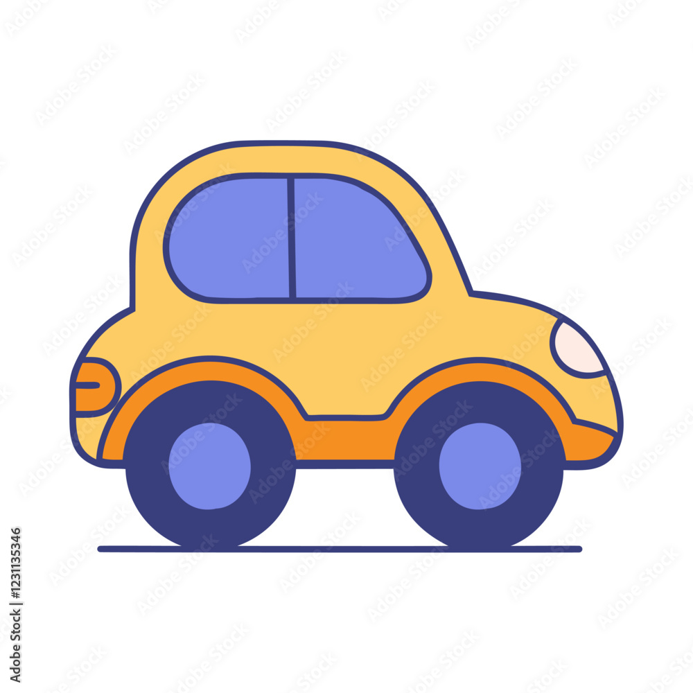 Retro wooden toy car illustration Retro wooden toy car illustration
