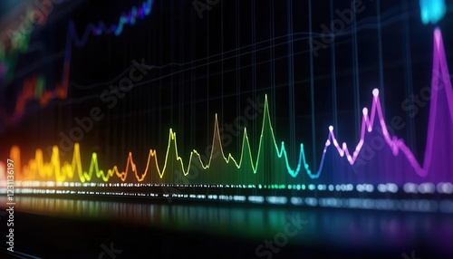 Spectroscopy graph displayed on a computer screen, showcasing chemical sample analysis, [scientific discovery], [analytical chemistry],
