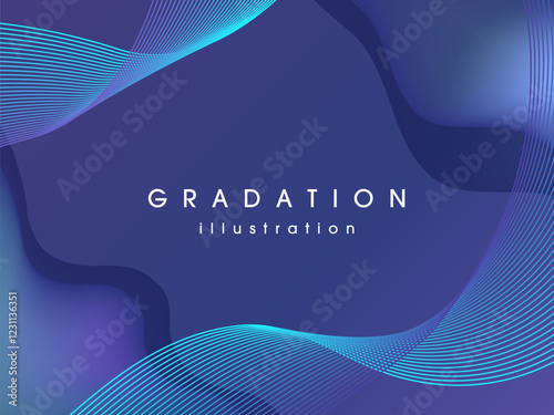 曲線とグラデーションの背景_青