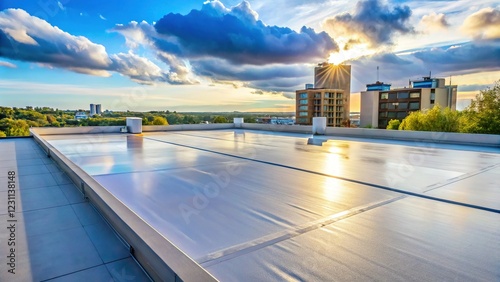 New Construction Penthouse Roof: Waterproof PVC TPO Membrane Installation photo