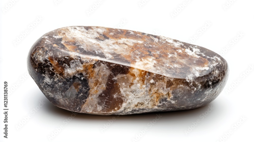 Specimen of natural tumbled diorite mineral cutout on white background Specimen of natural tumbled diorite mineral cutout on white background