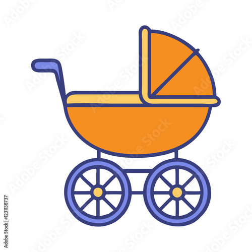 Vintage baby stroller toy illustration