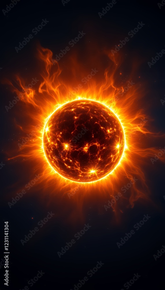 Fototapeta premium Vibrant Solar Nebula With Fiery Solar Flare Against Deep Space Background