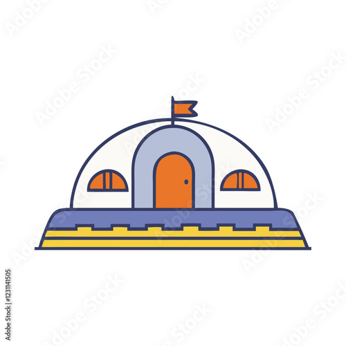 Futuristic space station dome habitat icon