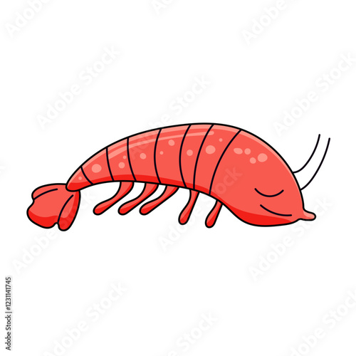 cute shrimp cartoon kawaii sticker. character vector illustration
