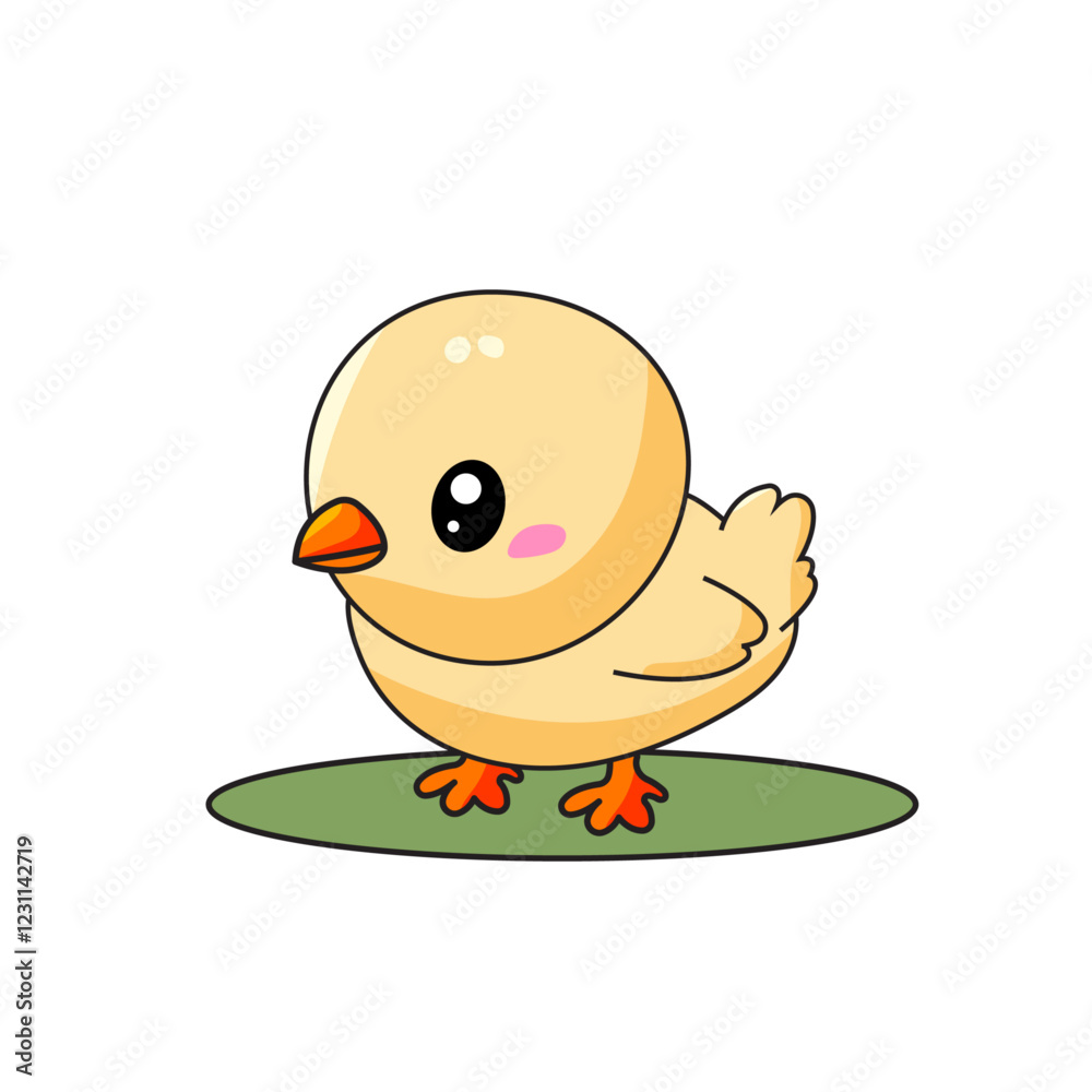 Fototapeta premium cute chick cartoon kawaii sticker. character vector illustration