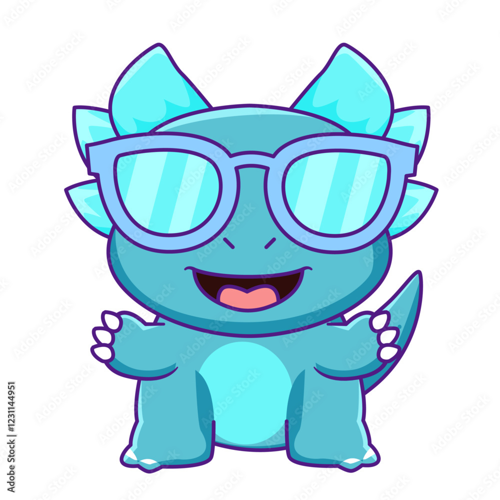 Fototapeta premium cute dinosaur cartoon kawaii sticker. character vector illustration