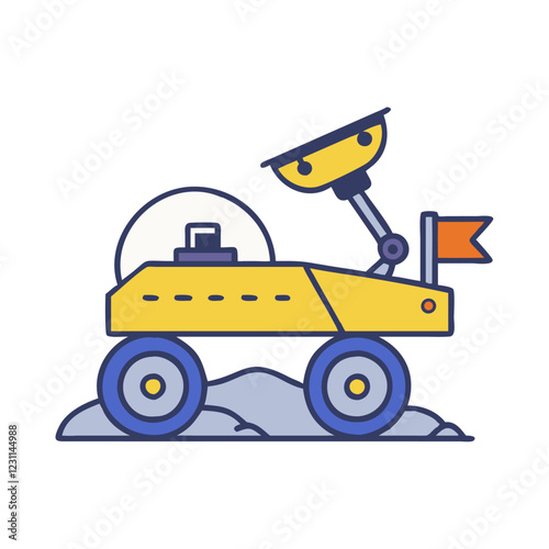 Mars rover exploring rocky terrain illustration