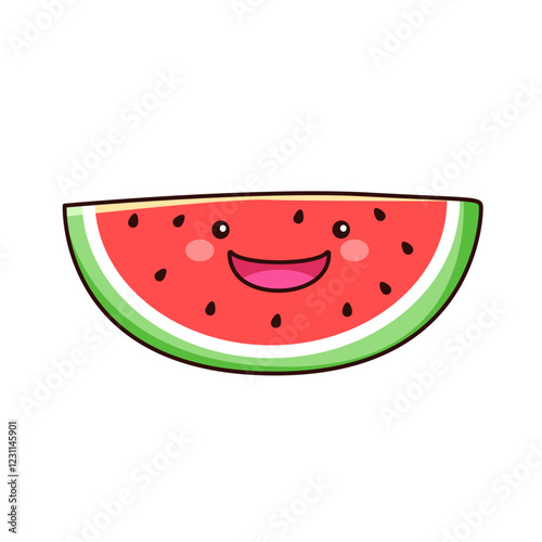 cute watermelon cartoon kawaii sticker. character vector illustration