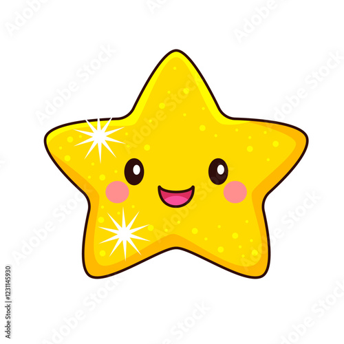 cute star cartoon kawaii sticker. character vector illustration