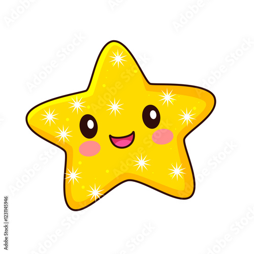 cute star cartoon kawaii sticker. character vector illustration