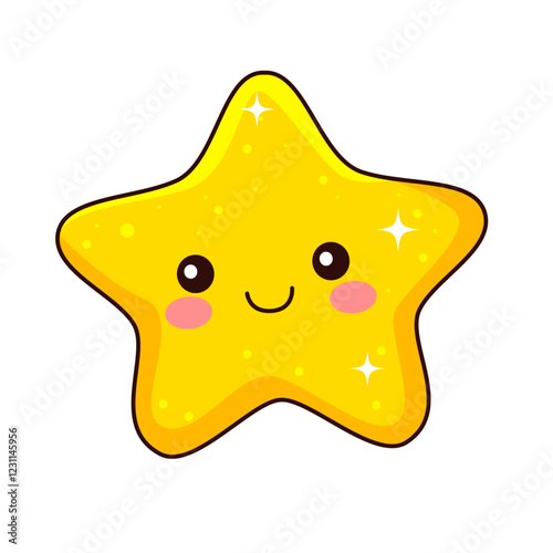 cute star cartoon kawaii sticker. character vector illustration